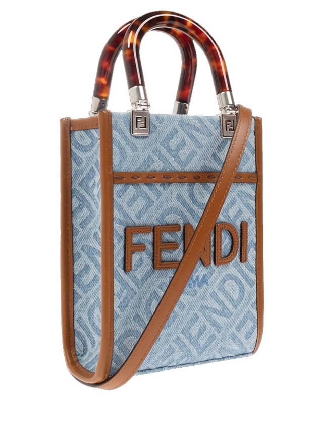 Mini Sunshine Denim Shopper Bag Blue - FENDI - BALAAN 6