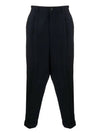 Cuffs Corduroy Straight Pants Navy - AMI - BALAAN 2