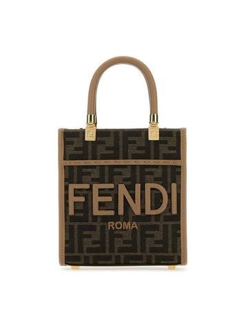 FF Mini Fabric Tote Bag Brown - FENDI - BALAAN 1