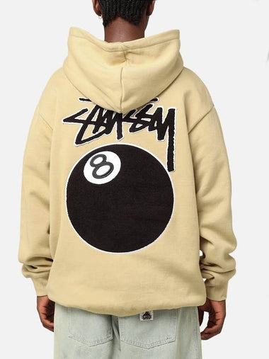 AU Australia 8 BALL CHENILLE Hooded Sweatshirt ST0M0472 Khaki Beige MENS - STUSSY - BALAAN 1