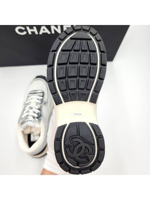 Fabric Laminated Low Top Sneakers Silver - CHANEL - BALAAN 6