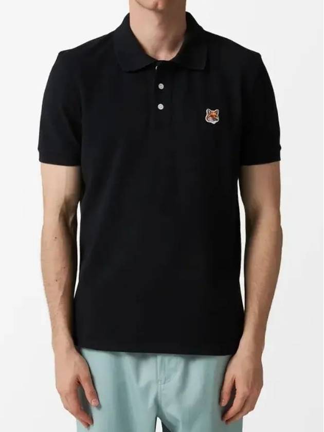 Fox Head Patch Cotton Polo Shirt Black - MAISON KITSUNE - BALAAN 4