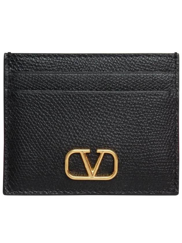 Gold Hardware Leather Card Wallet Black - VALENTINO - BALAAN 8