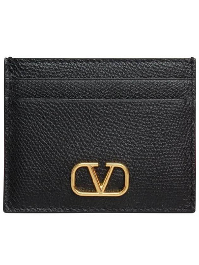 Gold Hardware Leather Card Wallet Black - VALENTINO - BALAAN 2