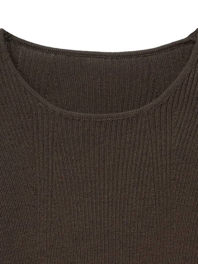 Micro ribbed square neck knit deep brown - NOIRER - BALAAN 11