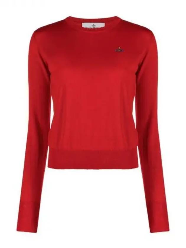 Women's Bea Jumper Embroidered Logo Knit Top Red - VIVIENNE WESTWOOD - BALAAN 2