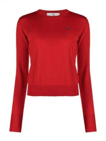 Women's Bea Jumper Embroidered Logo Knit Top Red - VIVIENNE WESTWOOD - BALAAN 2