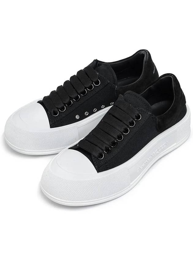 Deck Plimsoll Lace-Up Low-Top Sneakers Black - ALEXANDER MCQUEEN - BALAAN 3