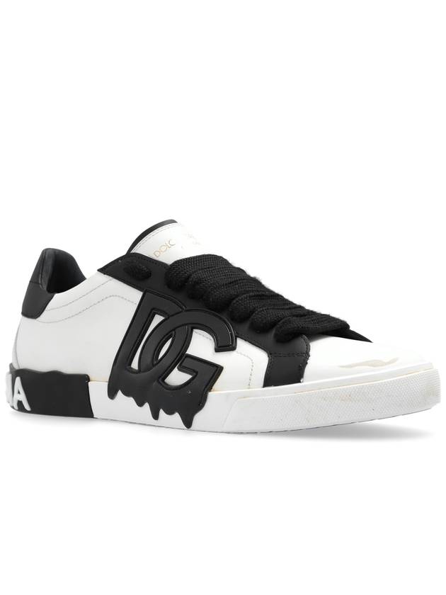 Portofino Vintage Calfskin Low Top Sneakers White Black - DOLCE&GABBANA - BALAAN 5