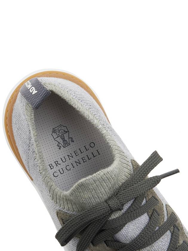 Stretch Knit Low Top Sneakers Grey Green - BRUNELLO CUCINELLI - BALAAN 8