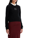 Embroidered Logo Cashmere Knit Top Black - MIU MIU - BALAAN 3