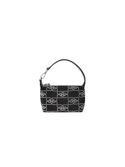 Small Butterfly Satin Sparkle Tote Bag Black - GANNI - BALAAN 2