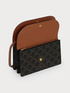 Wallet on Strap in Triomphe Canvas and Smooth Lambskin Tan - CELINE - BALAAN 5