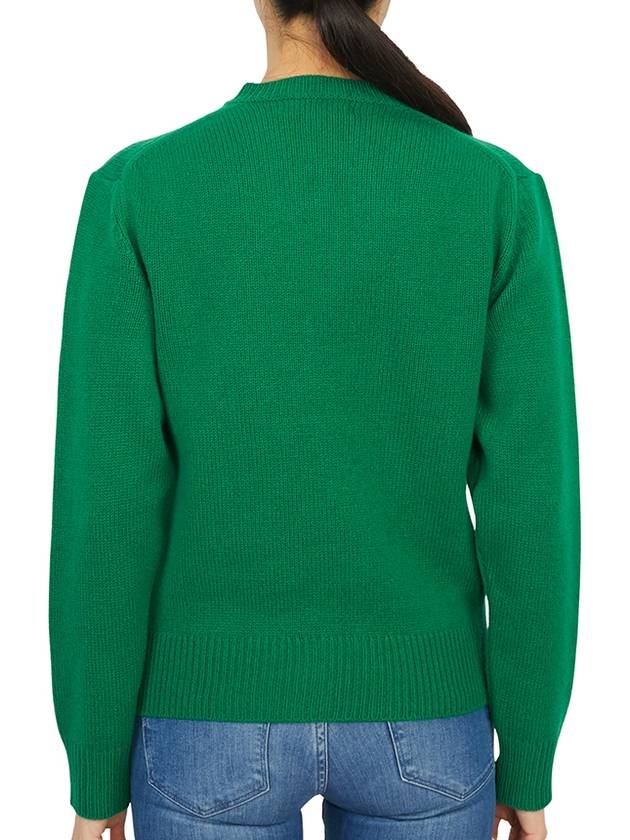 Embroidered Logo Crew Neck Wool Knit Top Green - SPORTY & RICH - BALAAN 5