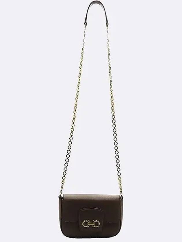 Ferragamo 21 E080 brown color leather Gancini gold logo cross bag - SALVATORE FERRAGAMO - BALAAN 5