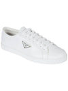 Brushed Leather Low-Top Sneakers White - PRADA - BALAAN 3