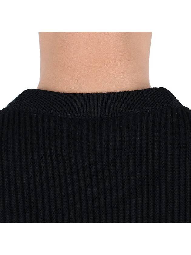 Crewneck Full Rib Wool Knit Top Black - STONE ISLAND - BALAAN 9