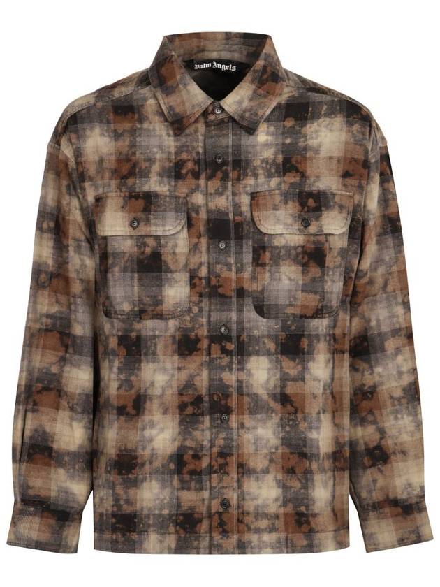 Palm Angels Curved Logo Check Long Sleeve Shirt Gray - PALM ANGELS - BALAAN 2