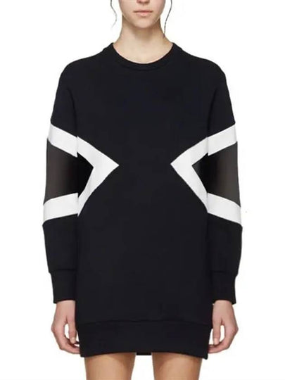 Women's Block Sweatshirt Short Dress Black - NEIL BARRETT - BALAAN 2