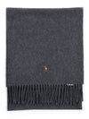 Pony Logo Signature Virgin Wool Muffler Gray - POLO RALPH LAUREN - BALAAN 4