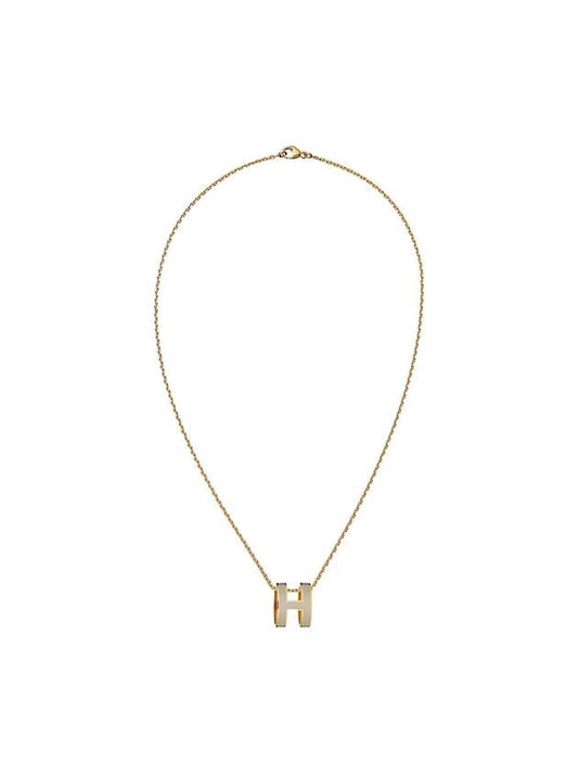 Pop-Ache H Pendant Gold Necklace Marron Glace - HERMES - BALAAN 1