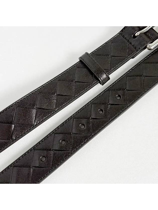 Intrecciato Double Buckle Leather Belt Dark Brown - BOTTEGA VENETA - BALAAN 4