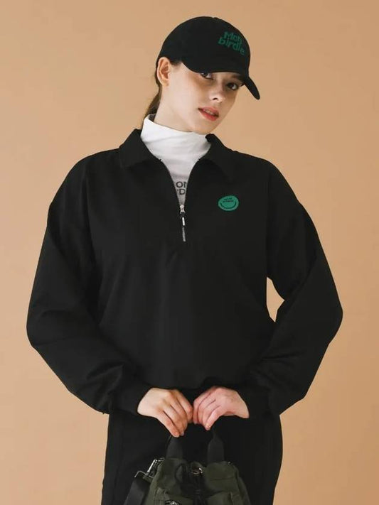 Windproof nylon long sleeve anorak BLACK - MONBIRDIE GOLF - BALAAN 1