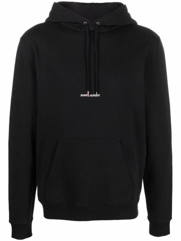 Men's Chest Small Logo Hoodie Black - SAINT LAURENT - BALAAN 2