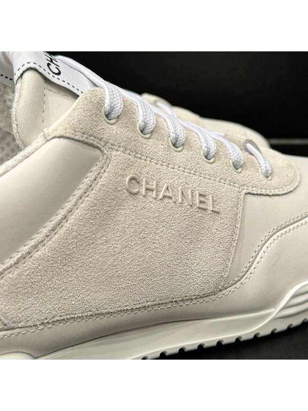 Lettering Two Tone Sneakers Suede Calfskin White - CHANEL - BALAAN 8