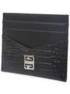 Men's 4G Logo Silver Crocodile Card Wallet Black - GIVENCHY - BALAAN 3