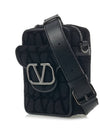 V Logo Toile Iconographe Cross Bag Black - VALENTINO - BALAAN 3