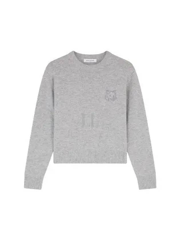 Bold Fox Head Embroidered Crop Knit Top Grey - MAISON KITSUNE - BALAAN 2