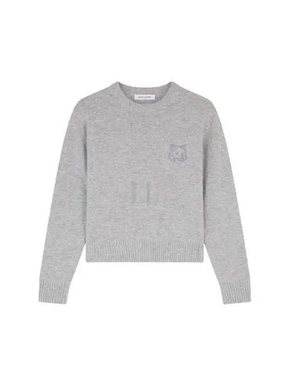 Bold Fox Head Embroidered Crop Knit Top Grey - MAISON KITSUNE - BALAAN 2