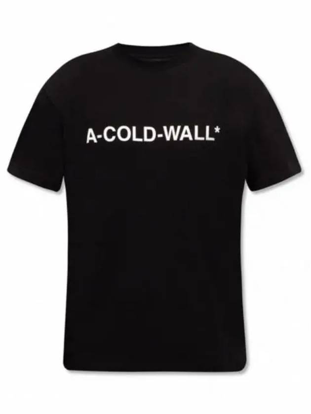 A COLD WALL KNITTED ESSSENTIAL SS LOGO T SHIRT ACWMTS063 BLACK Essential Short Sleeve - A-COLD-WALL - BALAAN 1