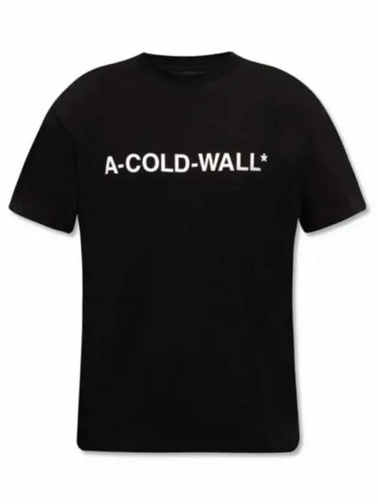 KNITTED ESSSENTIAL SS LOGO TSHIRT ACWMTS063 BLACK Knitted Essential Logo Short Sleeve TShirt - A-COLD-WALL - BALAAN 1
