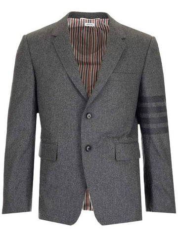 Men's Diagonal Armband Cashmere Flannel Classic Jacket Medium Grey - THOM BROWNE - BALAAN 1