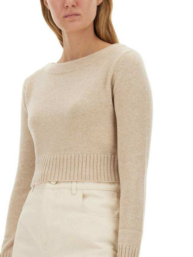 Angry Wool Cashmere Crop Knit Top Beige - MAX MARA - BALAAN 5