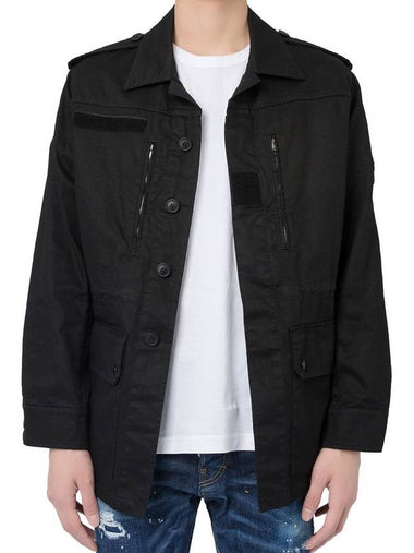 19SS Saint Laurent Hidden Button String Black Field Jacket - SAINT LAURENT - BALAAN 1