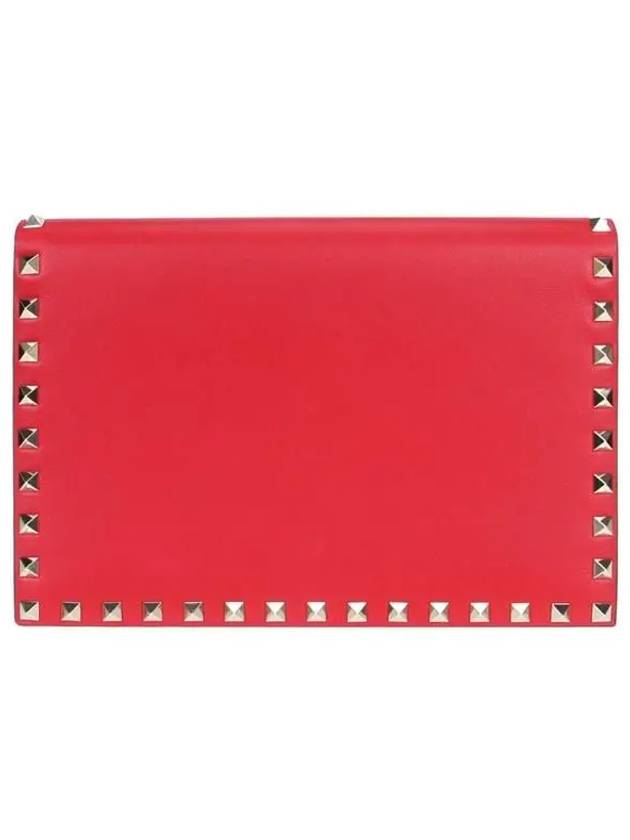 Rockstud Flap Clutch Bag Red - VALENTINO - BALAAN 2