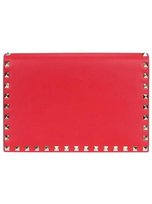 Rockstud Flap Clutch Bag Red - VALENTINO - BALAAN 2