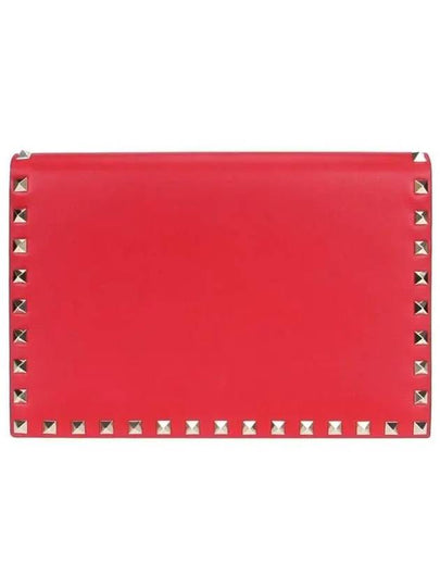 Rockstud Flap Clutch Bag Red - VALENTINO - BALAAN 2