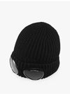 Goggle Detail Ribbed Beanie Black - CP COMPANY - BALAAN 4