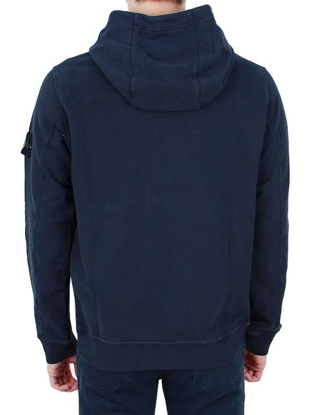 Snap Brushed Cotton Fleece Hoodie Navy - STONE ISLAND - BALAAN 5