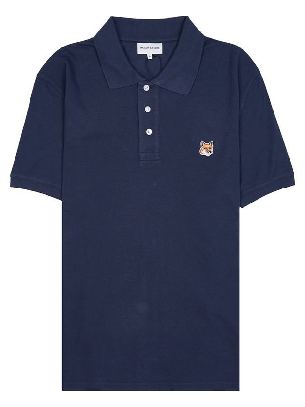 Fox Head Patch Cotton Polo Shirt Blue - MAISON KITSUNE - BALAAN 2