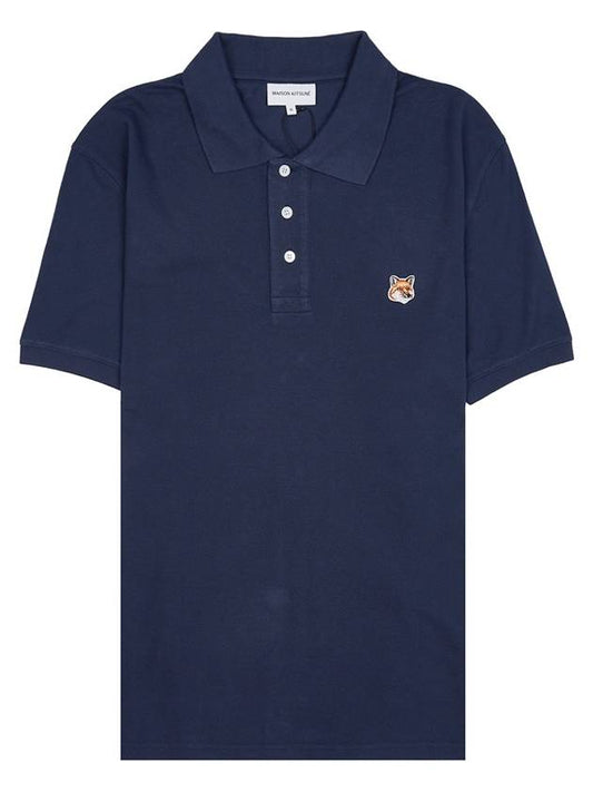 Fox Head Patch Cotton Polo Shirt Blue - MAISON KITSUNE - BALAAN 2