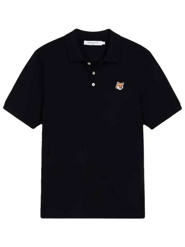 Fox Head Patch Cotton Polo Shirt Black - MAISON KITSUNE - BALAAN 2