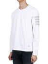 4-Bar Striped Cotton Long Sleeve T-Shirt White - THOM BROWNE - BALAAN 4