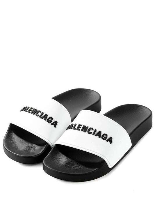 Embossed Logo Band Slippers White Black - BALENCIAGA - BALAAN 2