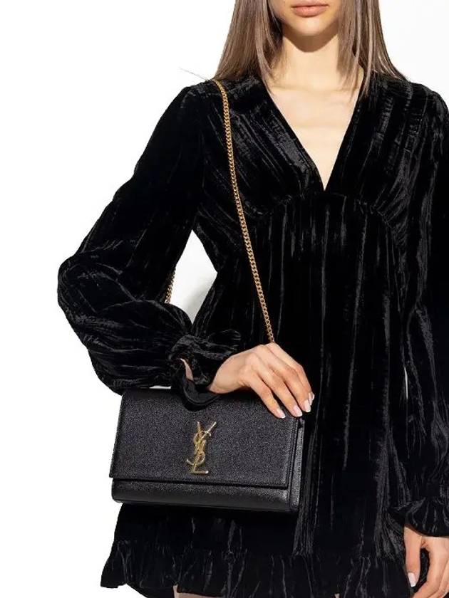 Monogram Kate Chain Gold Hardware Medium Cross Bag Black - SAINT LAURENT - BALAAN 11