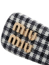 Women's Gingham Check Wool Hair Clip Black White - MIU MIU - BALAAN 5